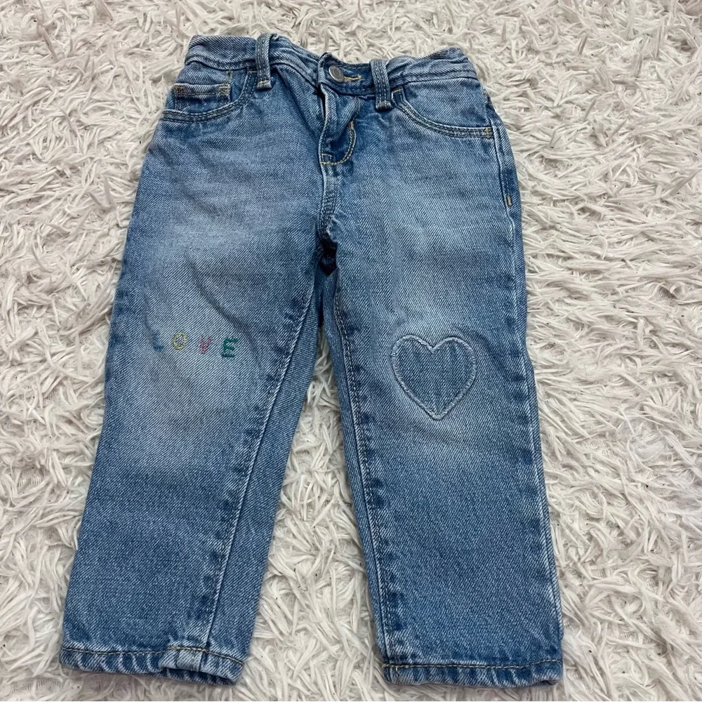 Old Navy Love Patchwork Heart Denim Jeans Infant 18-24 months
